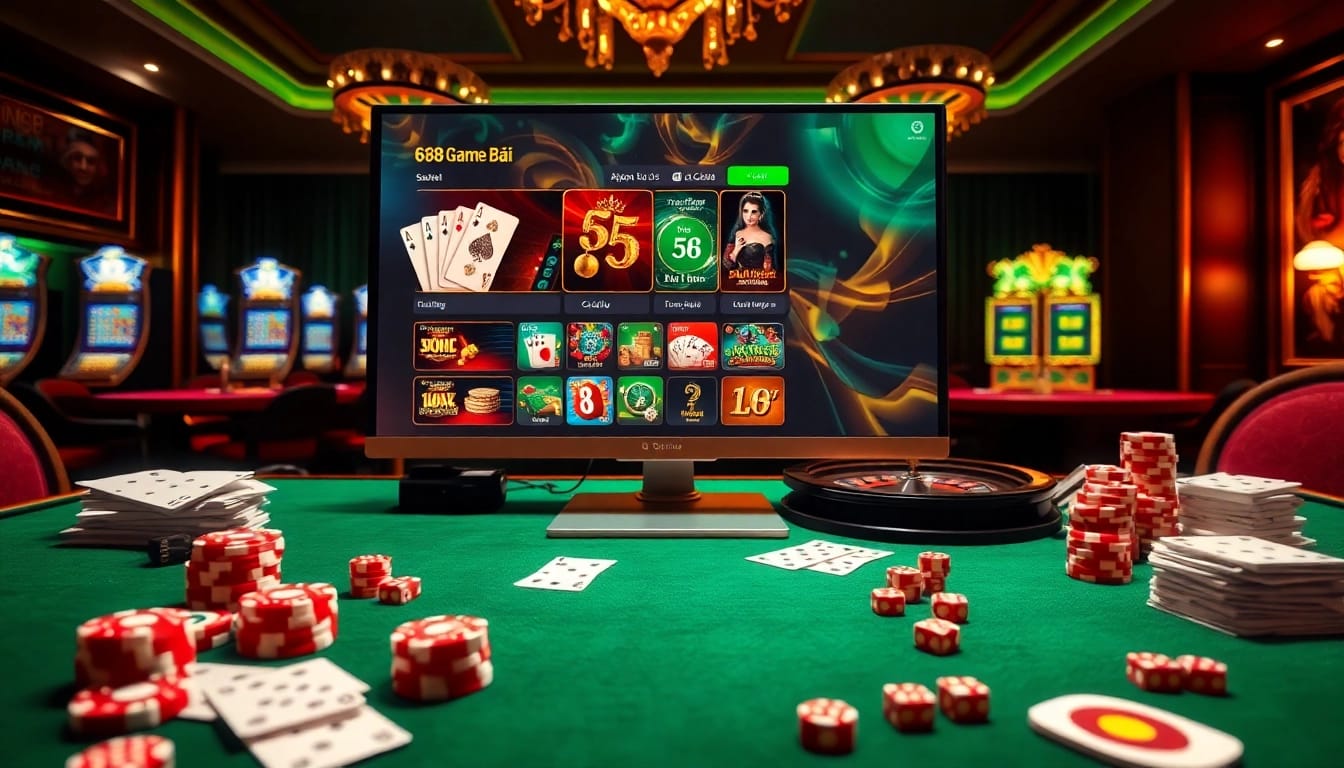 Experience the thrill of 68 Game Bài with an online gambling setup featuring poker, slots, and roulette.