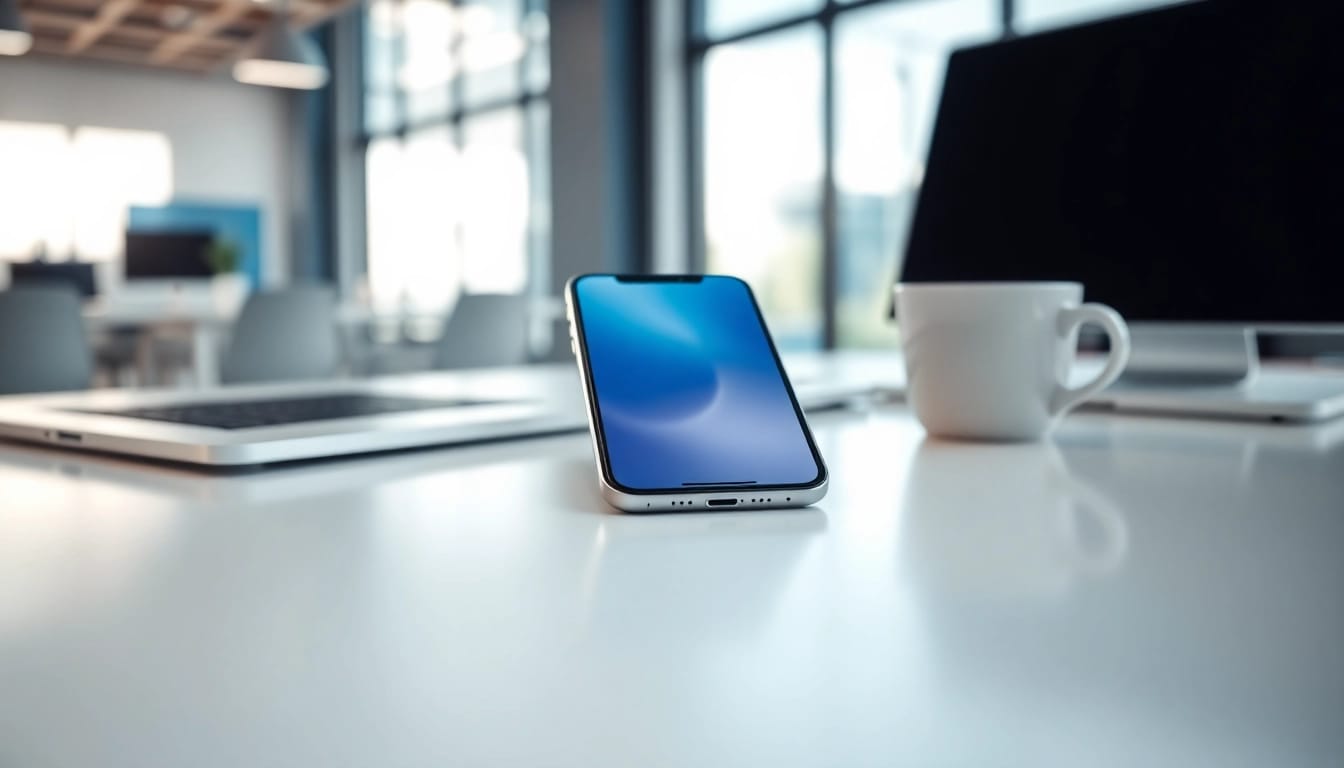 Presentando el iPhone 17 Air con diseño moderno y detalles vibrantes en un entorno tecnológico.