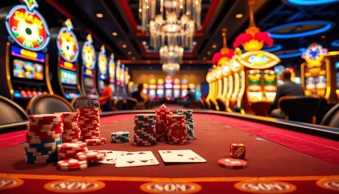 Engage with high-stakes poker action at https://s8com.net featuring colorful chips and cards.