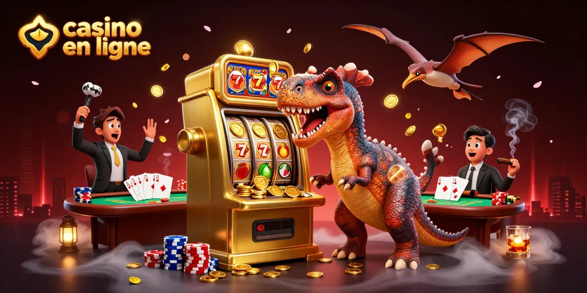 Casino en ligne : illustration 3D d'un pachycephalosaurus gagnant des pièces d'or.