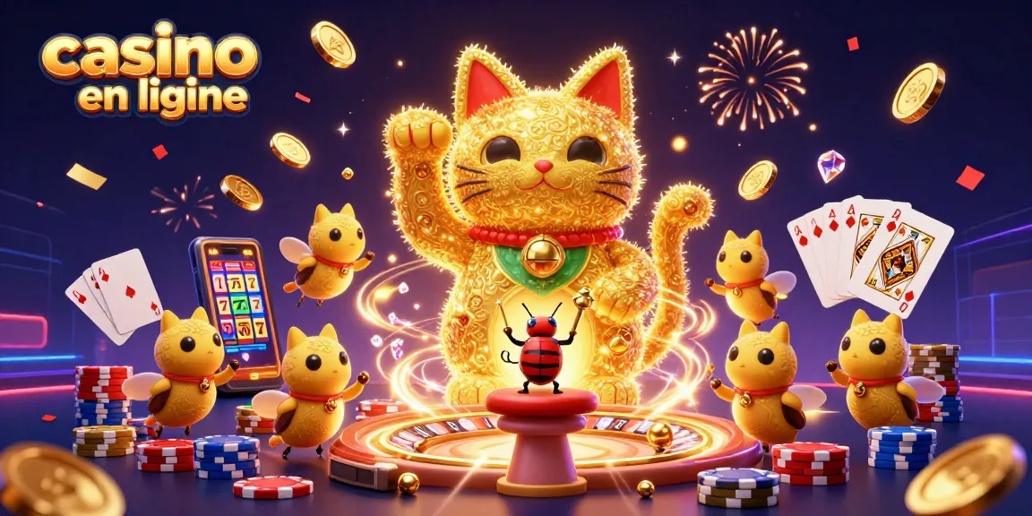 Plongée dans un univers de casino en ligne avec des lucioles dorées et des jackpots éblouissants.