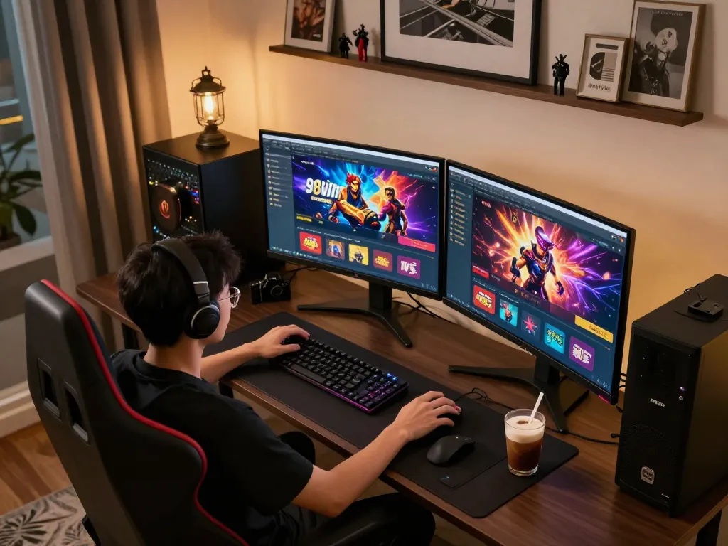 Engaging with the dynamic 98win online casino interface during a home gaming session