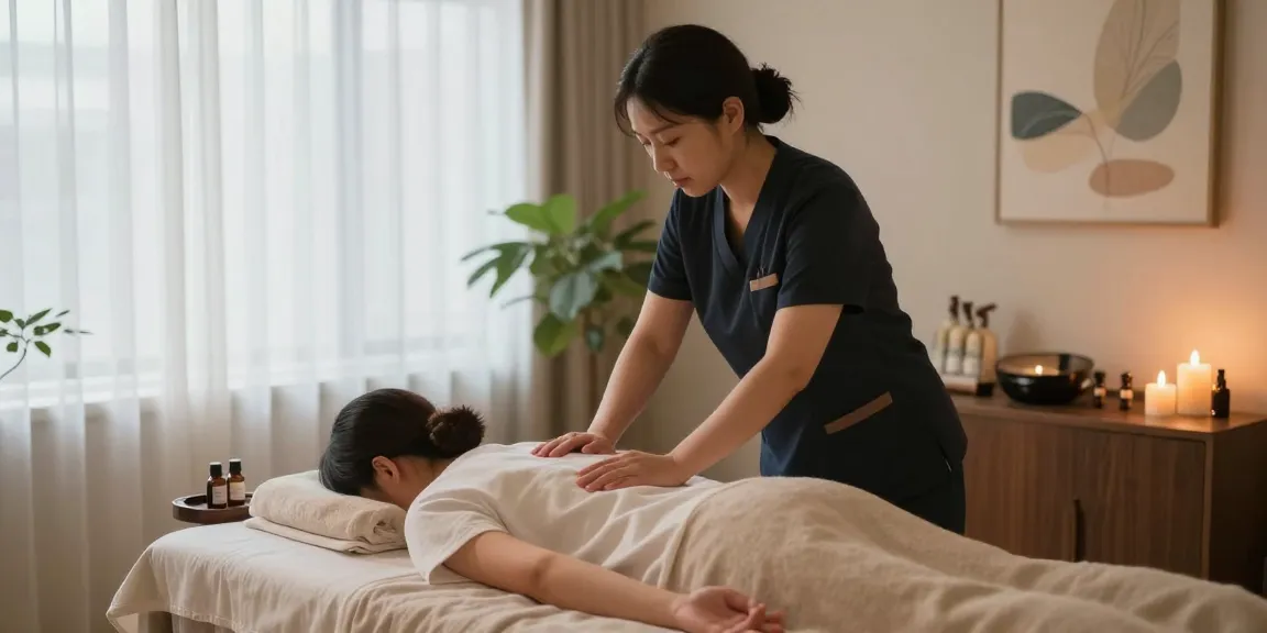 Relaxing 강남출장안마 massage therapy session in serene spa