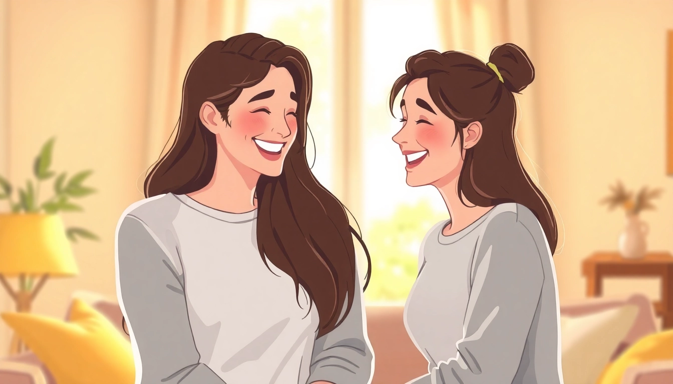 Two people breaking the ice origin in a cozy setting, sharing laughter and warmth.
