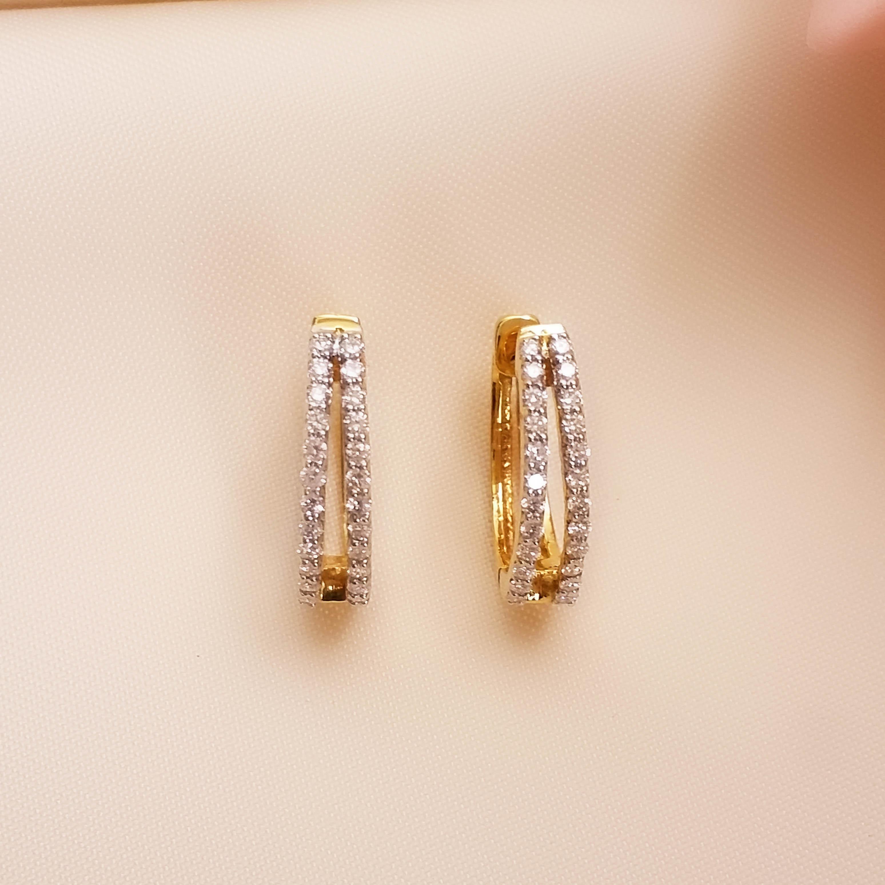 Diamond Gold Hoop Earrings Swiss 18ct Gold Luxury by Cervin Blanc