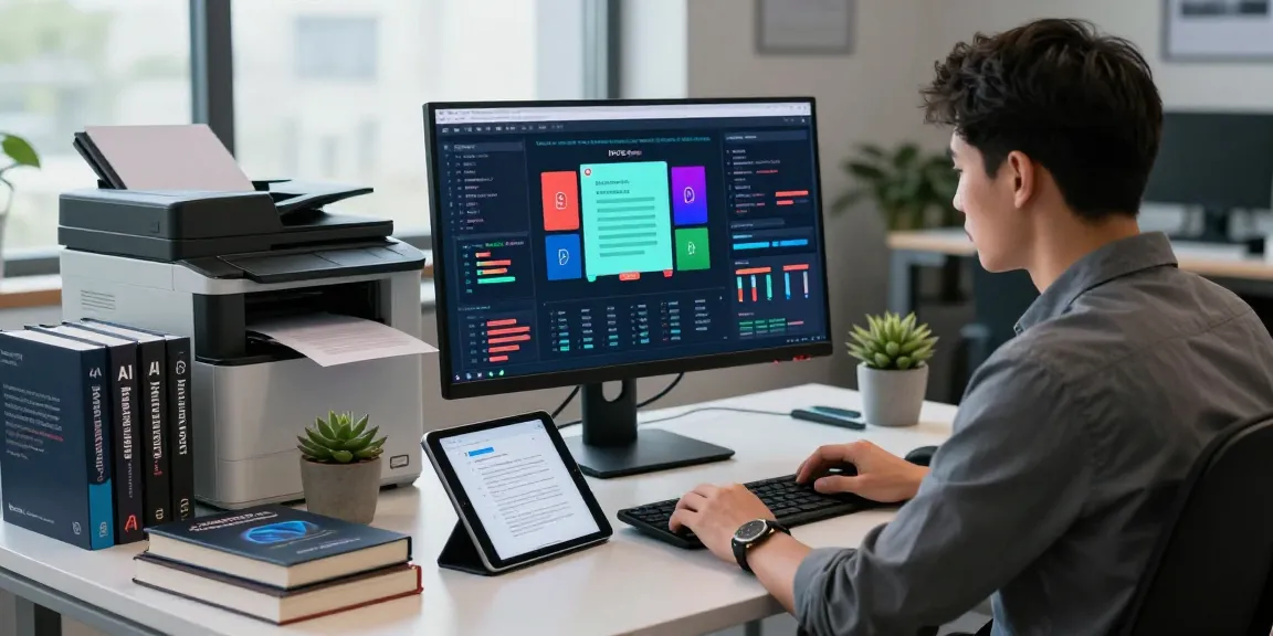 Detect PDF fraud using innovative AI technology in a modern office workspace with data analytics.