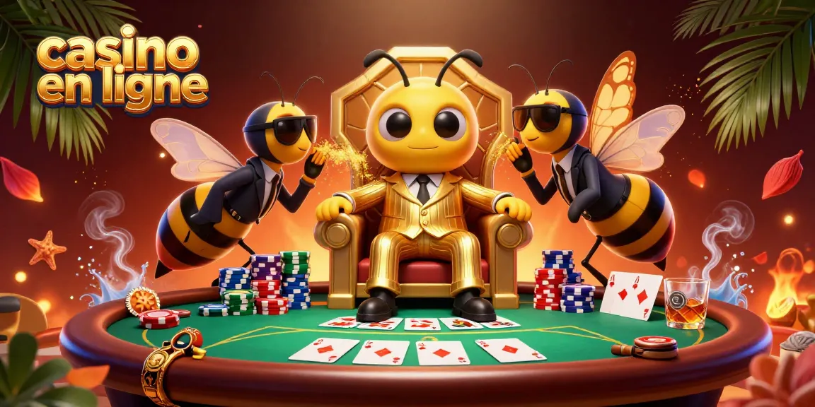 Casino en ligne : une illustration vibrante de personnages de jeu de société et d'éléments de poker.