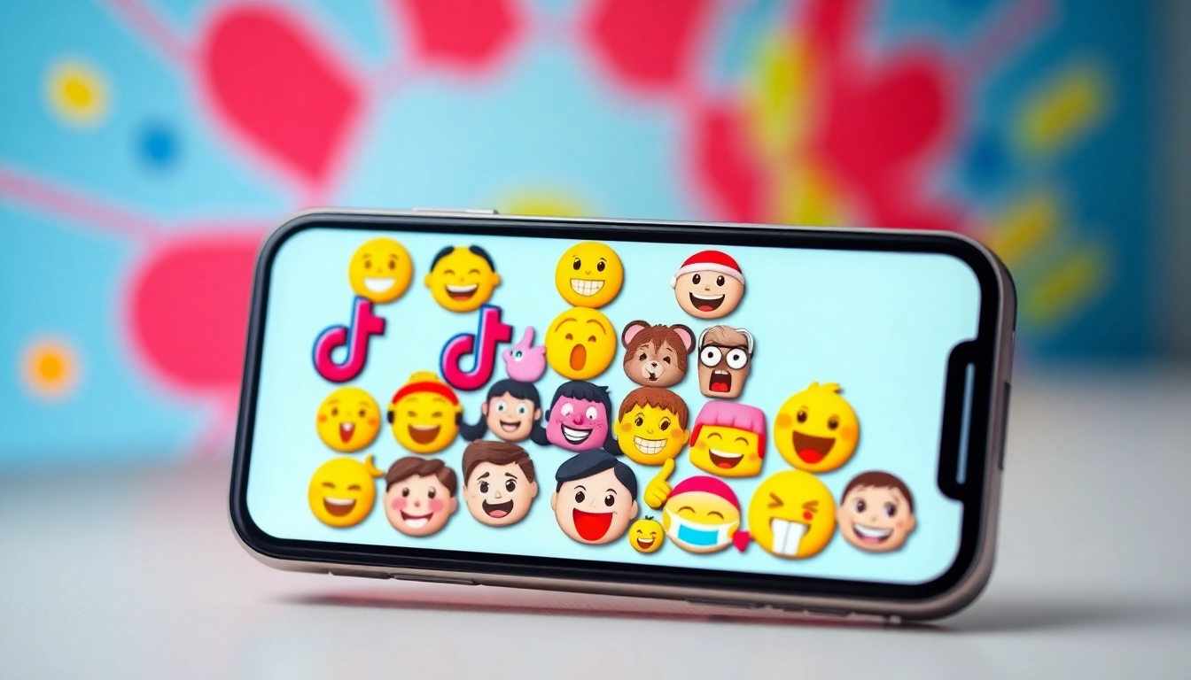 Engaging visual featuring TikTok emojis displayed on a smartphone screen showcasing their unique styles.
