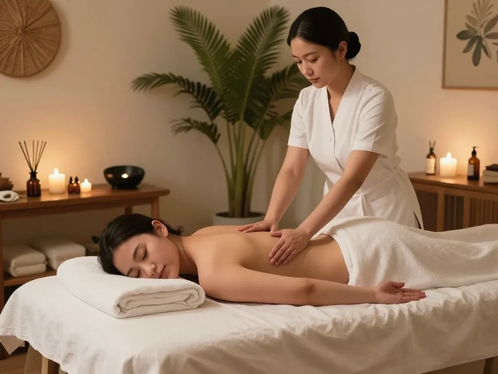 Luxurious 삼성동마사지 experience in a calming spa atmosphere with soothing oils and ambient lighting.