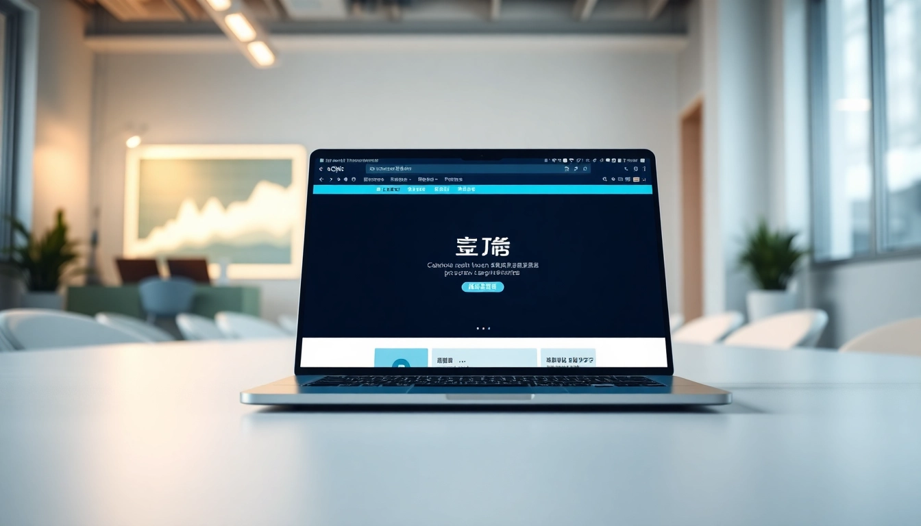 View of 搜狗浏览器官网 user interface on a modern laptop in a bright office