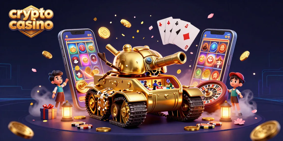 Jouez au crypto casino avec des jeux passionnants dans une illustration vibrante et colorée.