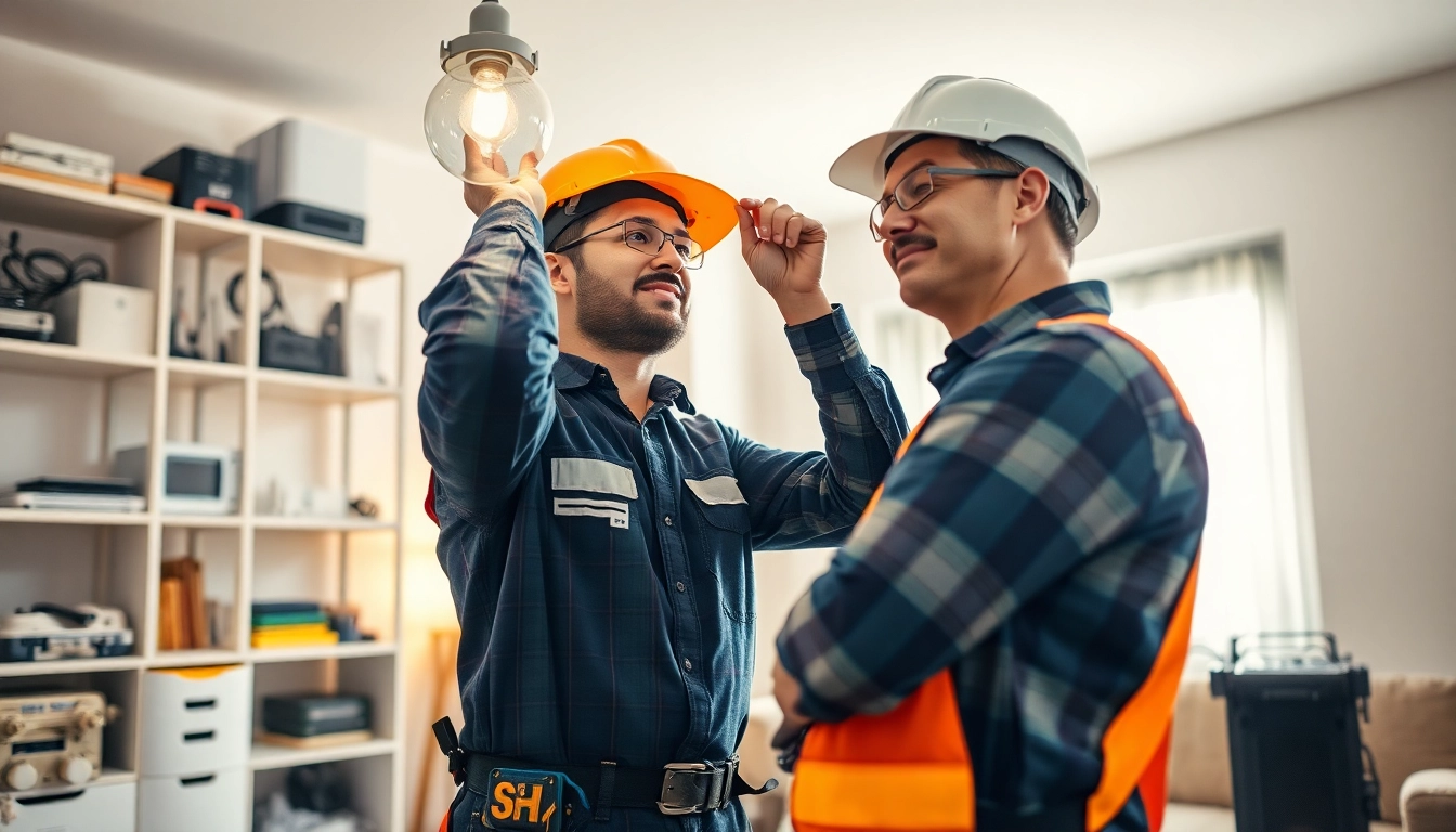 Expert electrician companies near me solving problems in a cozy living room