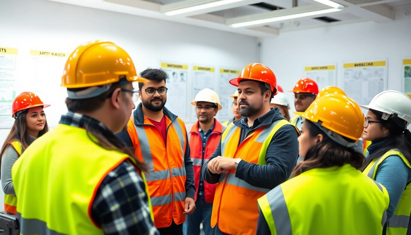 Engaged participants during construction safety training session, focusing on hands-on learning and safety.