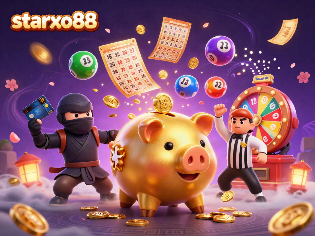Experience thrilling moments with starxo88 as the golden piggy bank sumo wrestler stomps to win big!