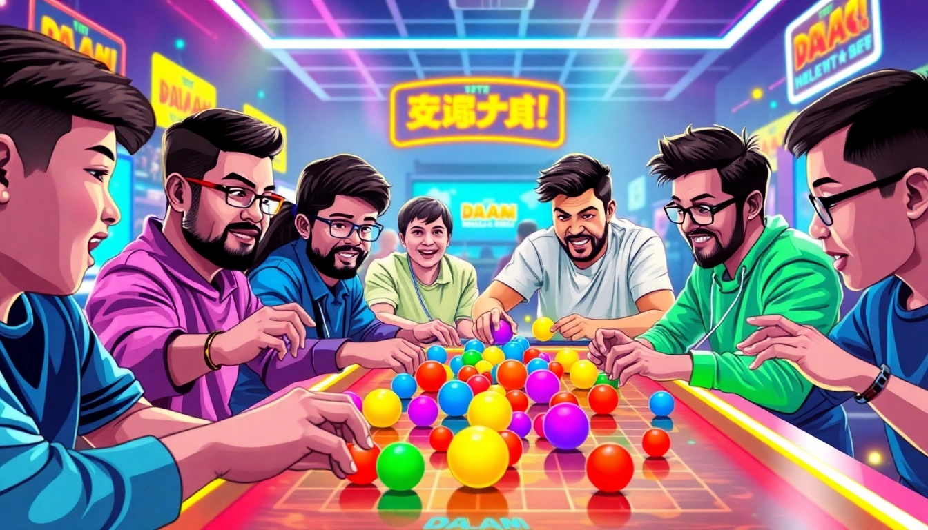 Engage with exciting daman games in a colorful gaming environment, showcasing diverse players.