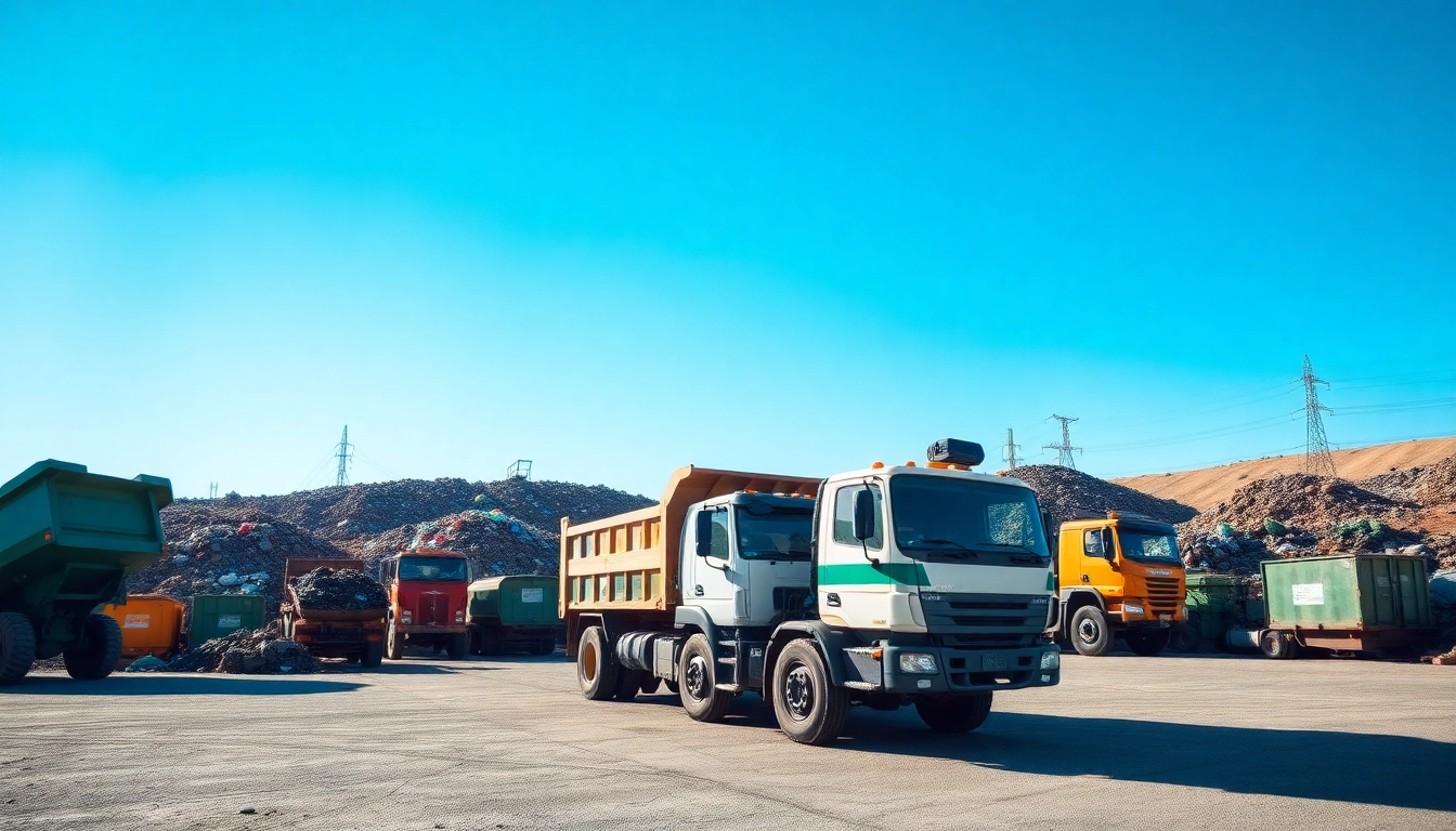 Workers efficiently manage the bonnyville dump with organized waste containers and machinery.