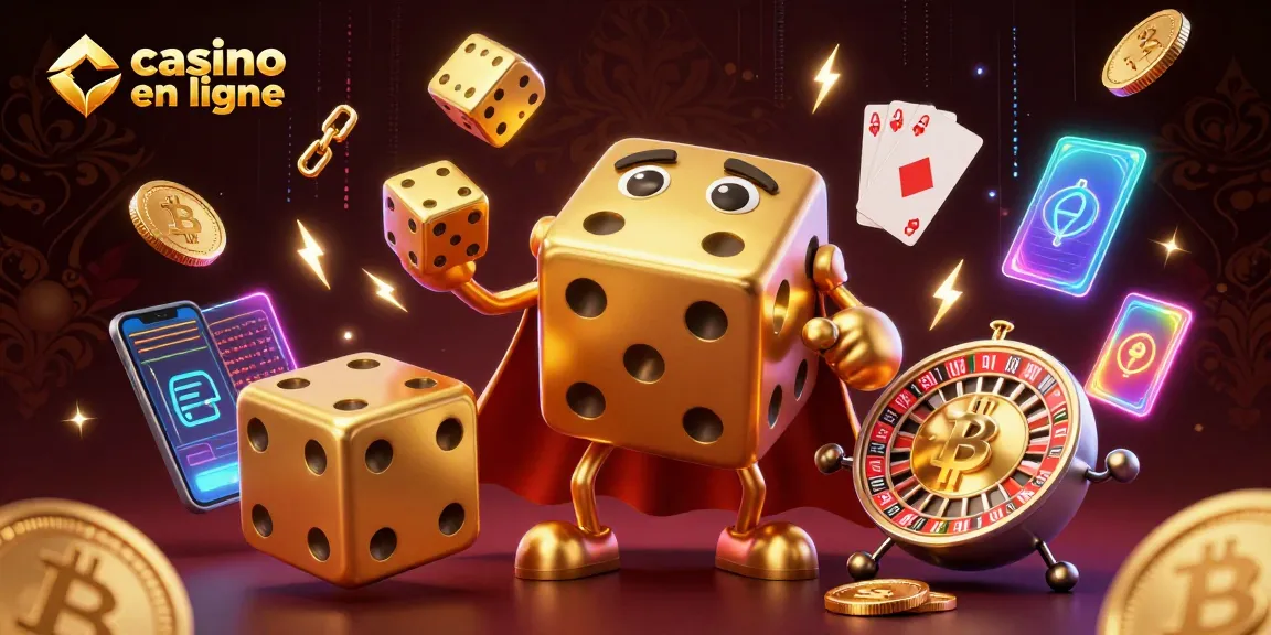 Jouer avec casino en ligne : personnages ludiques et éléments de jeu s’animent dans une scène colorée.