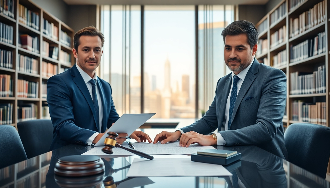 Engaged USA lawyers consulting with a client in a modern law office setting.