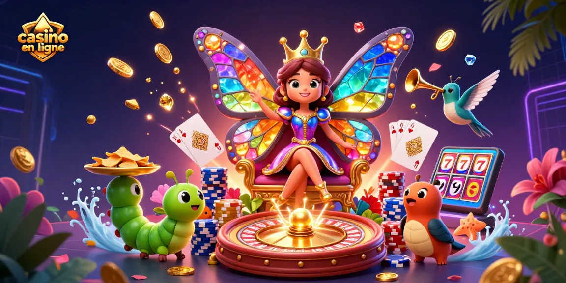Activer les jackpots dans un casino en ligne avec une reine papillon 3D et des personnages fascinants.