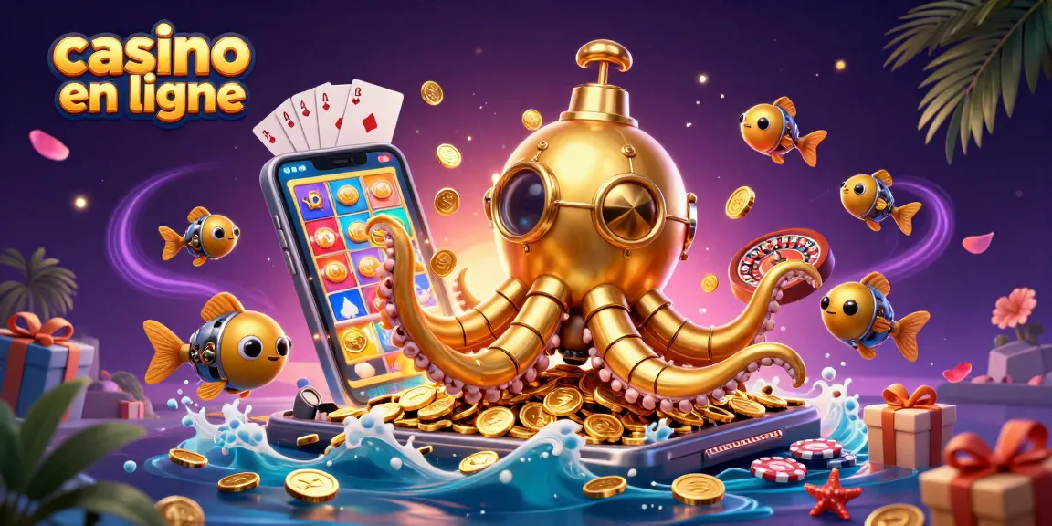 Plongez dans l'univers du casino en ligne avec une illustration 3D dynamique et colorée.
