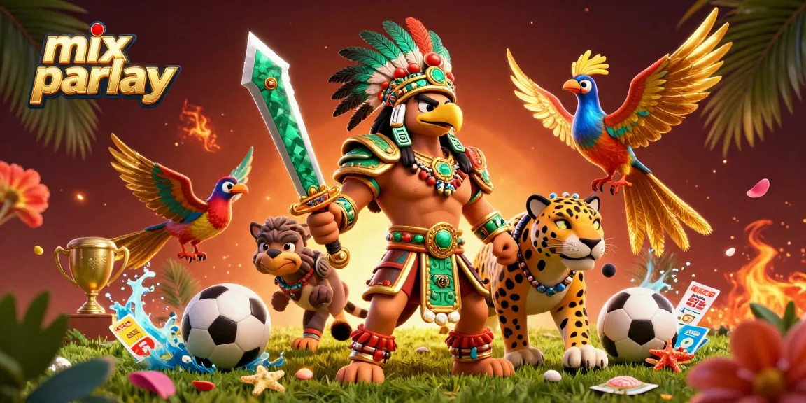 Experience mix parlay betting with dynamic characters and immersive sports elements in this vibrant illustration.