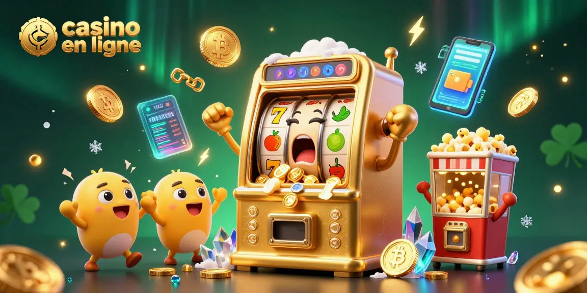 Des machines à sous animées remportent des jackpots dans un casino en ligne vibrant et coloré.
