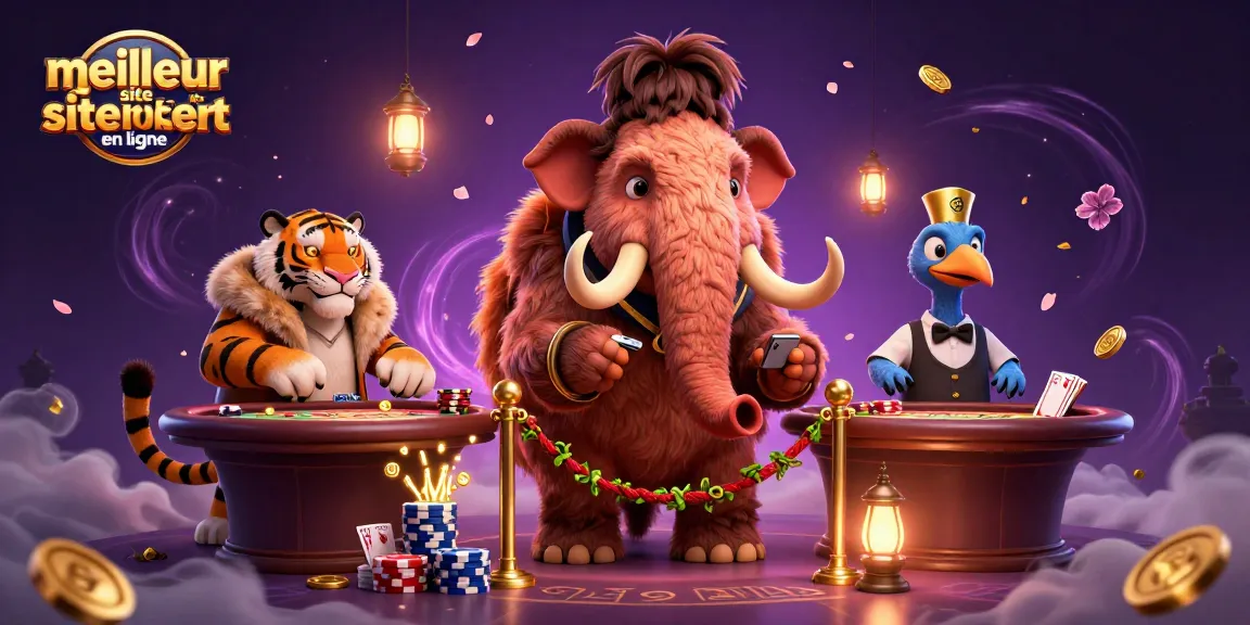 Le meilleur site de poker en ligne avec un mammouth comme videur et des chips colorés, une scène dynamique et engageante.