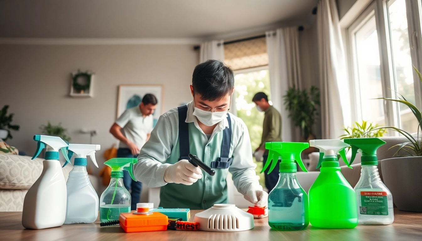 Bug exterminator near me applying pest control solutions in a clean, residential environment.