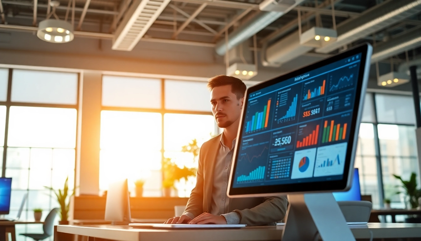 Analiza rankingo.net przez stratega marketingu cyfrowego w nowoczesnym biurze.