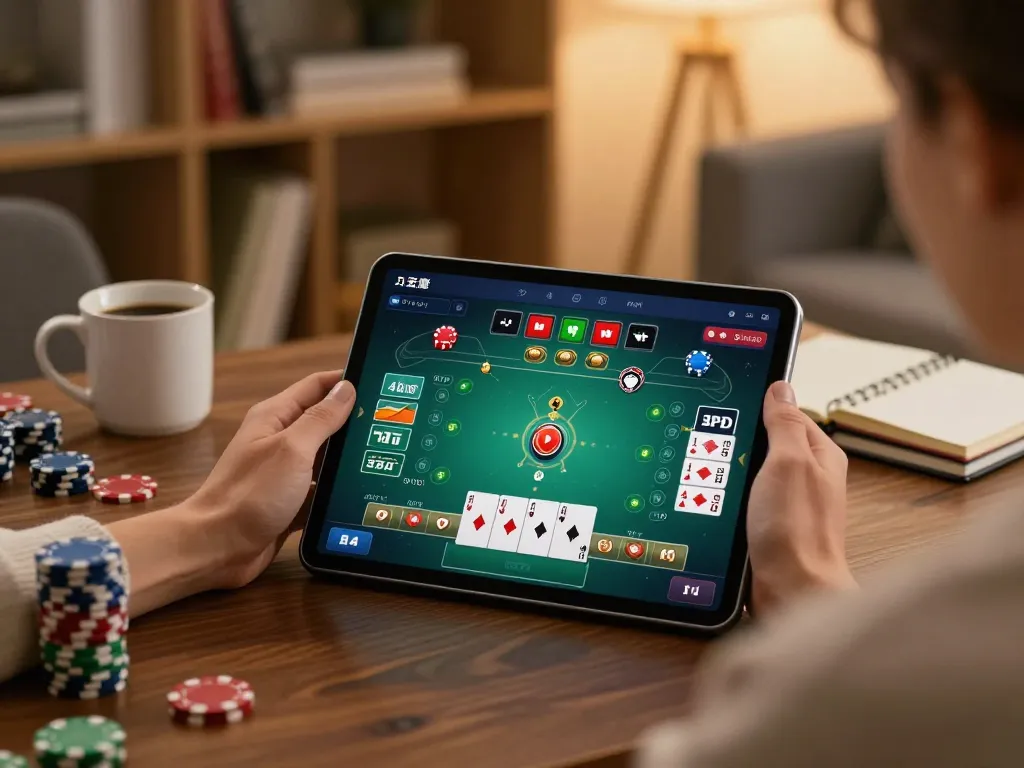 TẢI KU88 and enjoy poker games at home on stylish tablet, cozy atmosphere and strategic notes.
