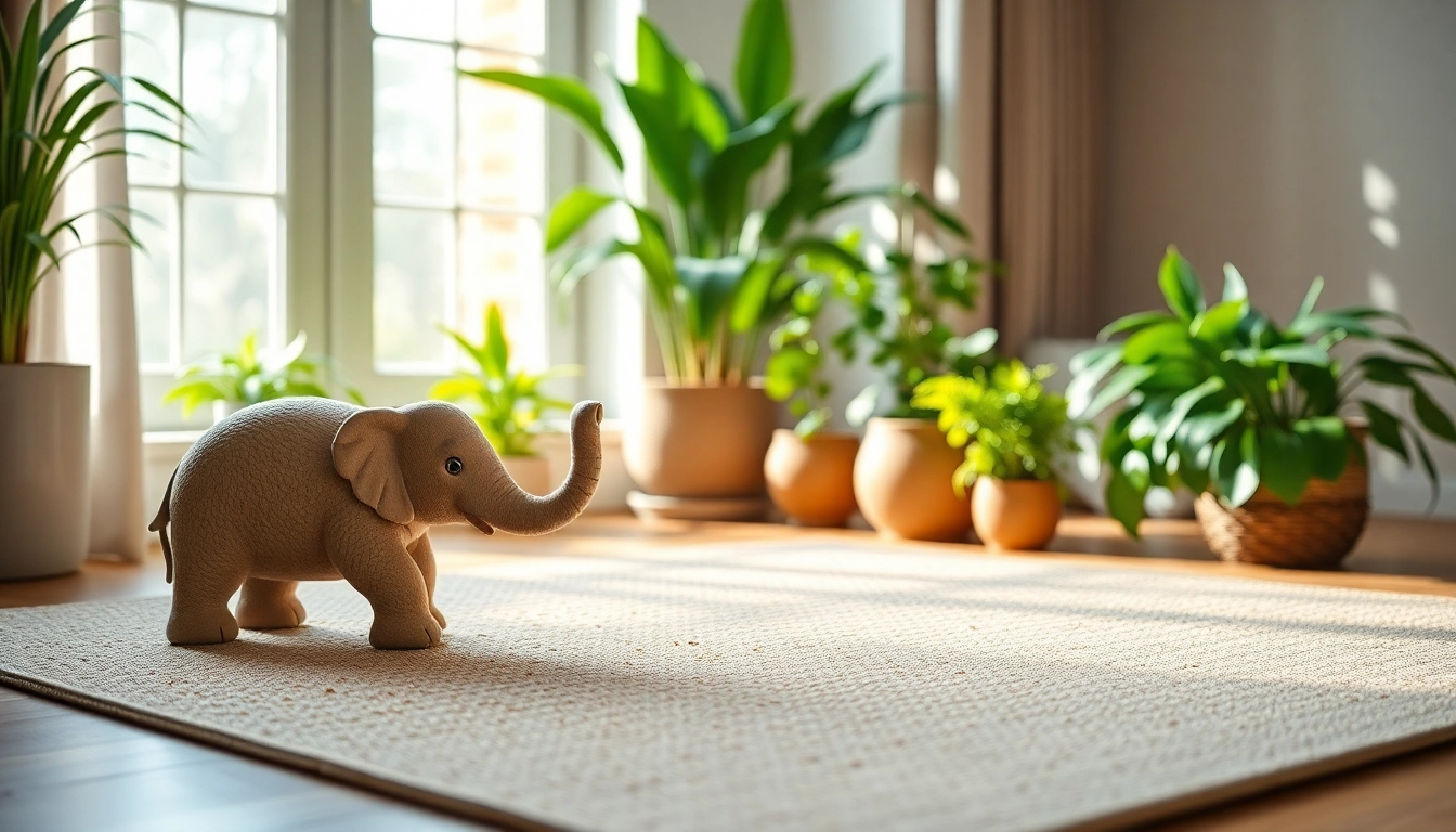 Berührung der Calm Elephant Akupressurmatte in einem ruhigen Raum.