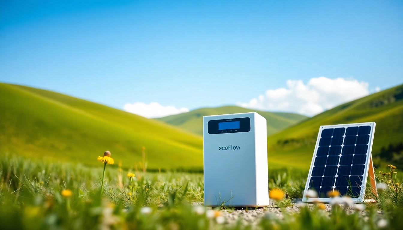 EcoFlow power station displayed innovatively in a natural environment demonstrating eco-friendly energy solutions.