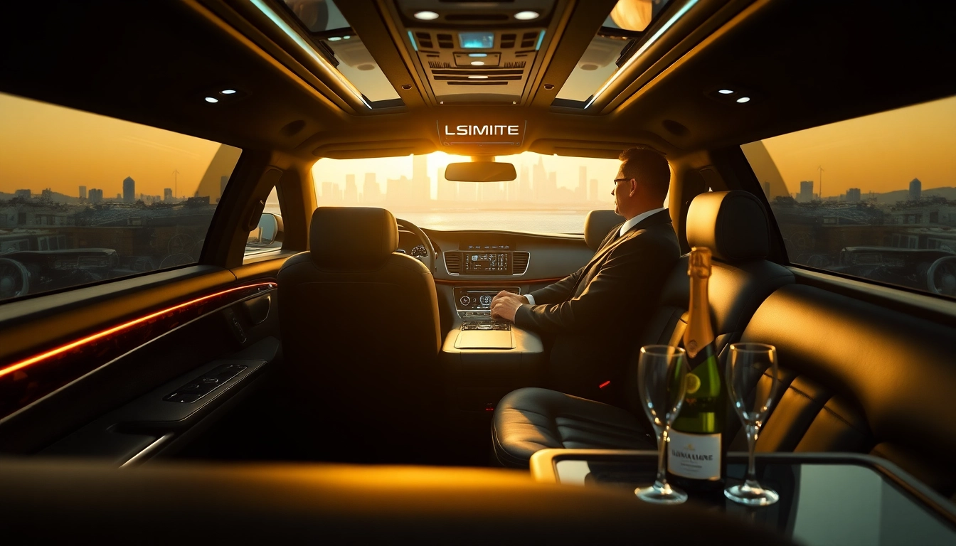Luxurious interior of an LA limo featuring premium seating and scenic views.
