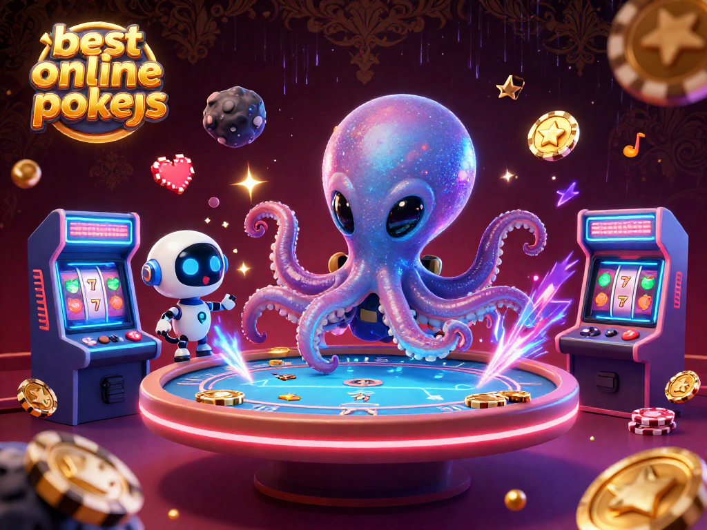 Experience the excitement of the best online pokies with a vibrant 3D illustration featuring unique gaming elements.