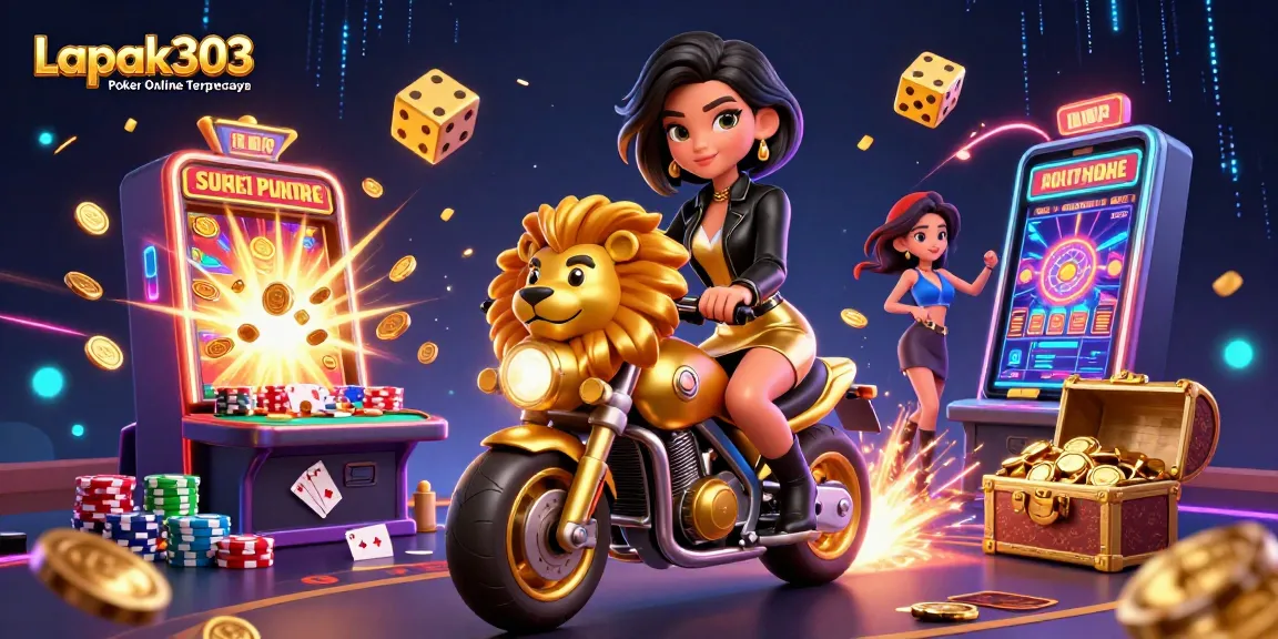 Experience excitement with Lapak303 Poker Online Terpercaya, showcasing thrilling poker action and casino vibes.