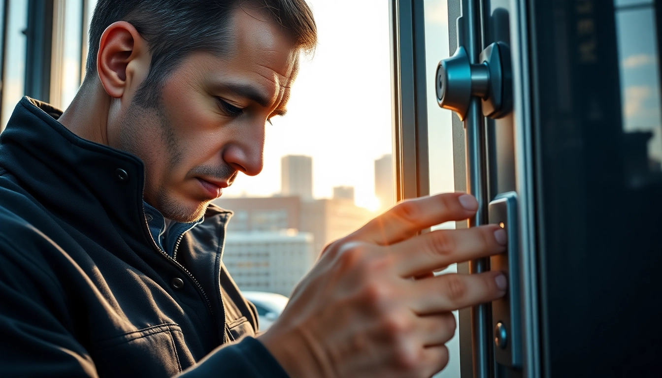 Durham locksmith expertly handling high-security locks in an urban setting.