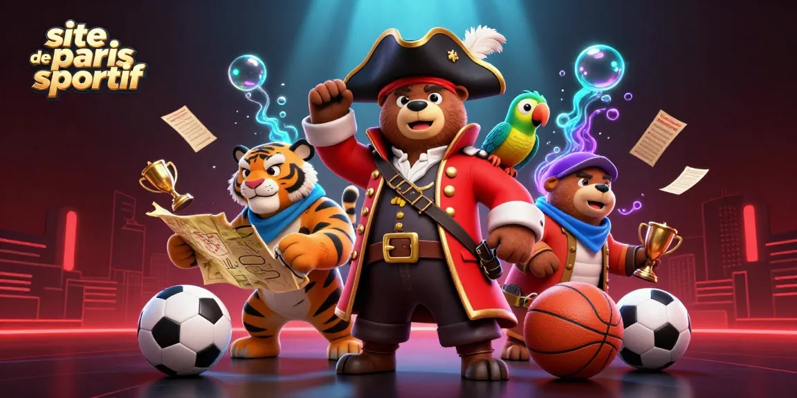 Pariez sur le site de paris sportif avec une illustration captivante d'animaux et d'éléments de jeu.
