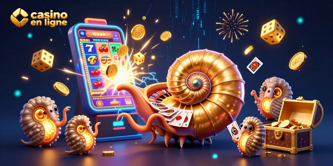 Explorez le casino en ligne avec une scène dynamique remplie de jackpots et d'énergie vibrante.
