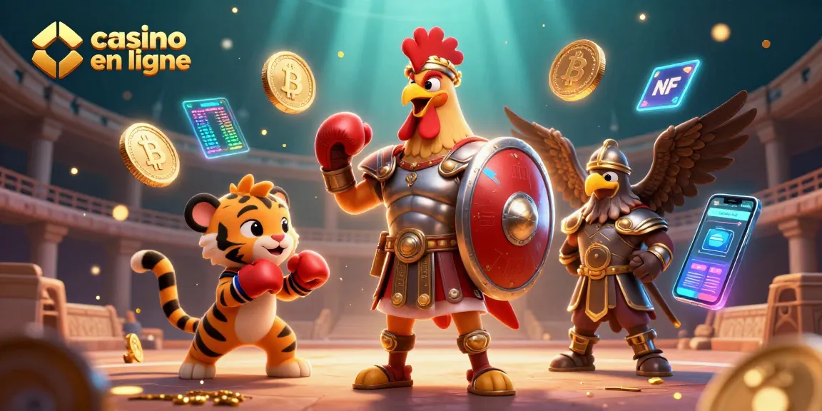 Jouez sur casino en ligne avec un décor mystérieux et des éléments de crypto-monnaies flottants.