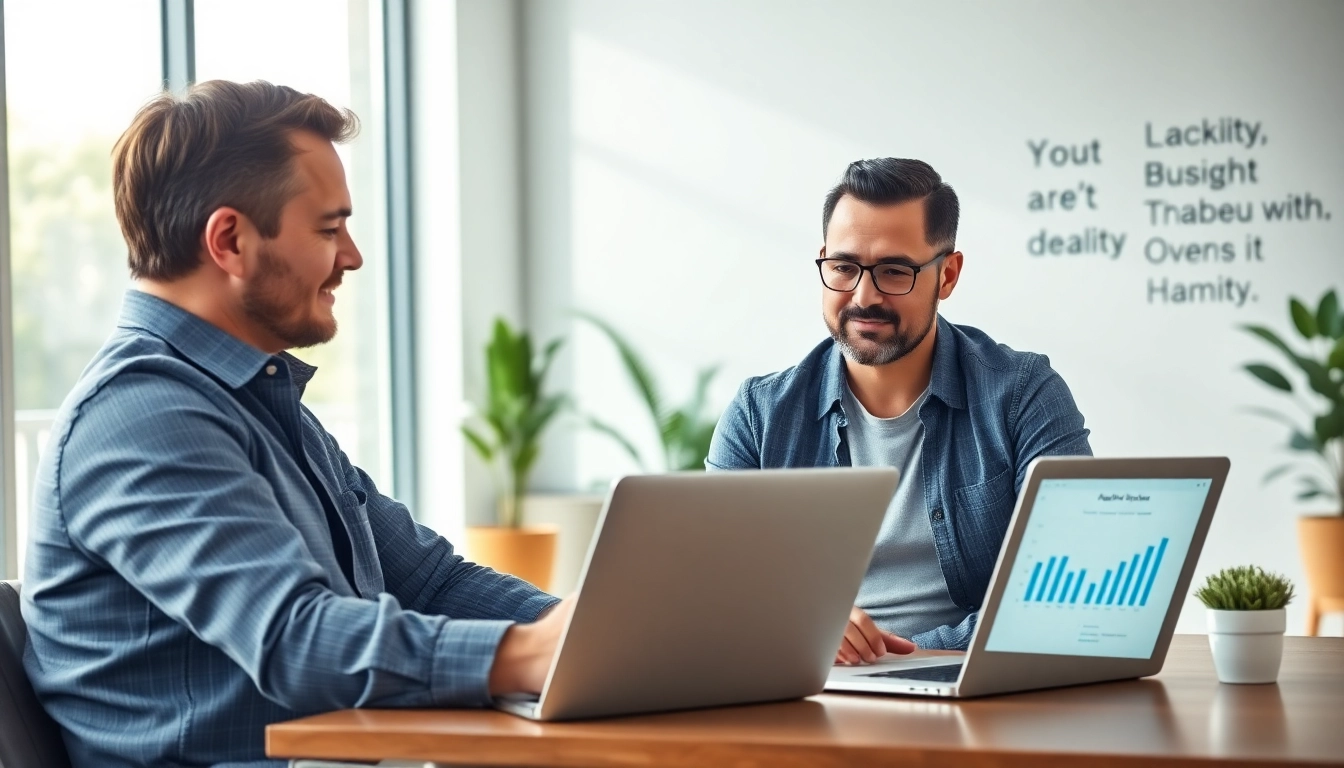 Business coach California guiding a client in a modern office to enhance business strategies.