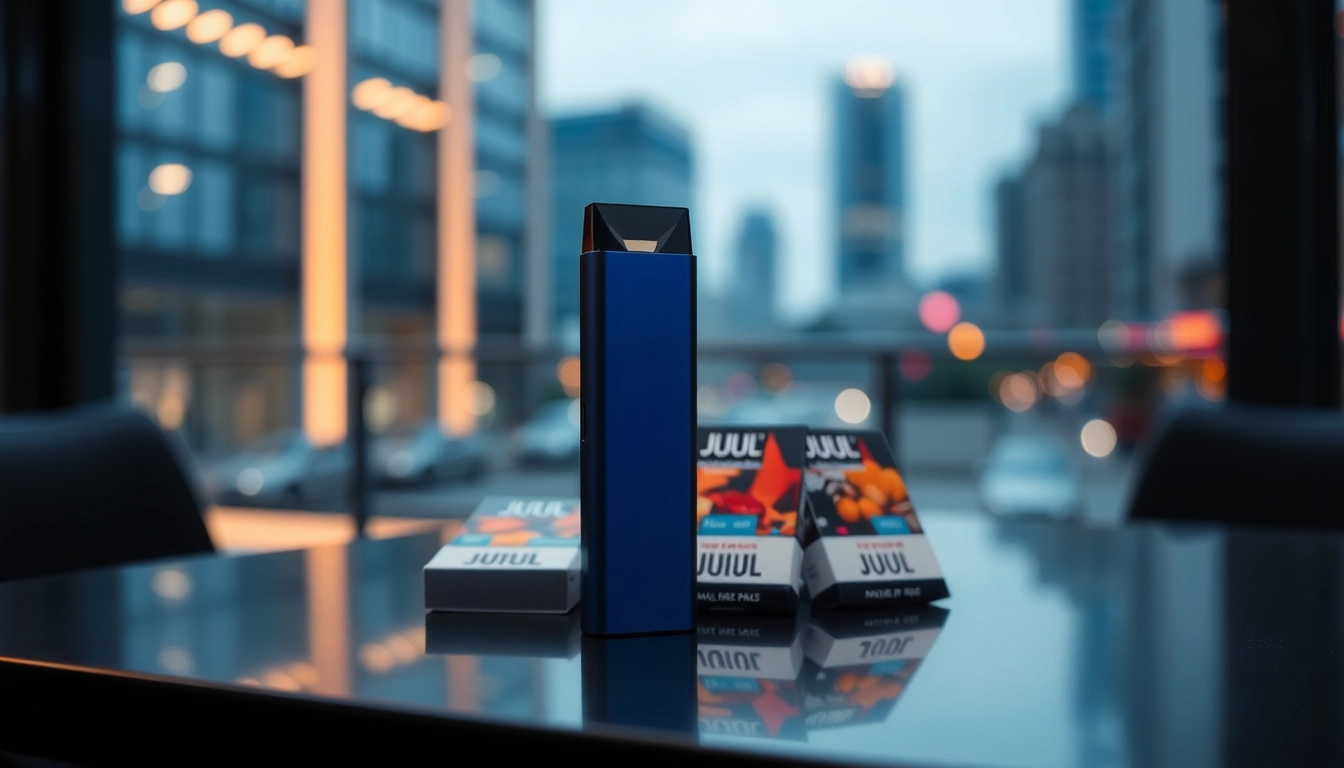 Buy JUUL online USA with stylish JUUL device and colorful pods on display.