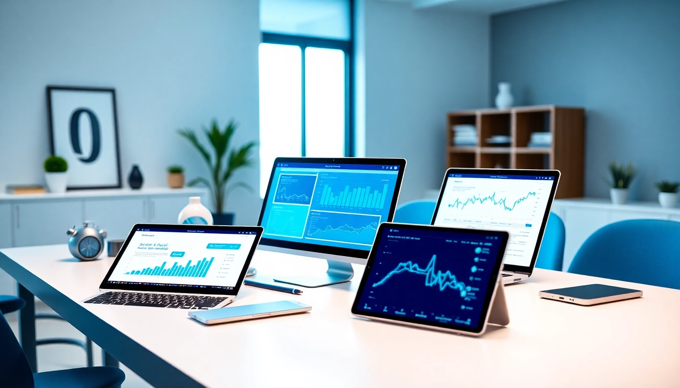 Showcase of innovative ai tools on a modern desk highlighting efficiency and productivity.