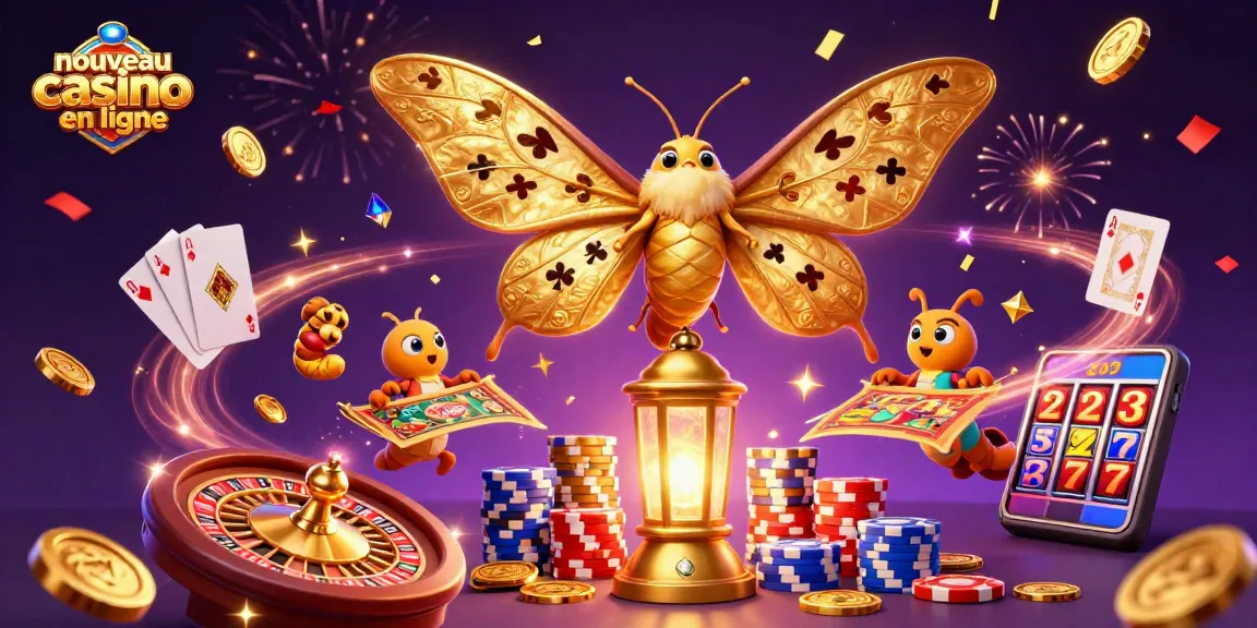 Jouer sur un nouveau casino en ligne avec des éléments animés et festifs de jeux de hasard.