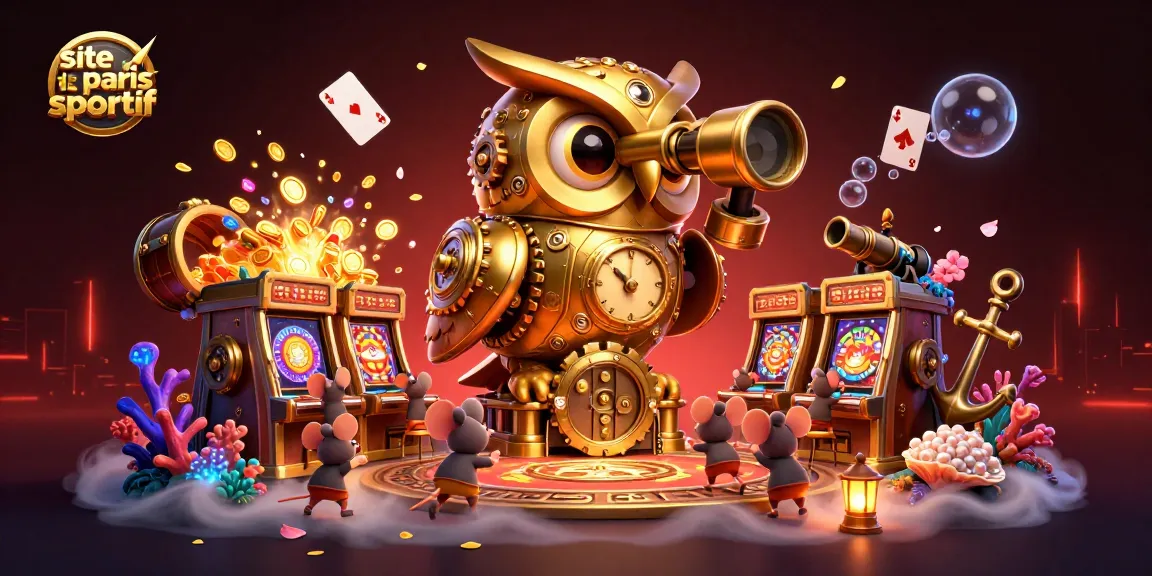 Découvrez le site de paris sportif avec l'hibou doré et les éléments de casino captivants.
