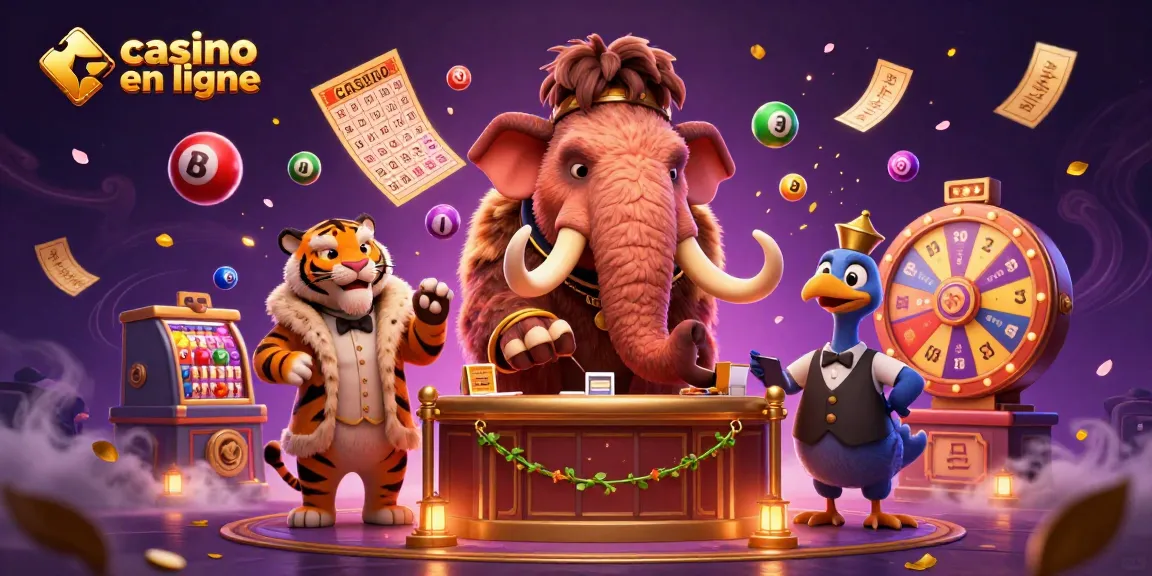 Visualisez le monde du casino en ligne avec un bouncer mammouth, un VIP tigre et un portier dodo.
