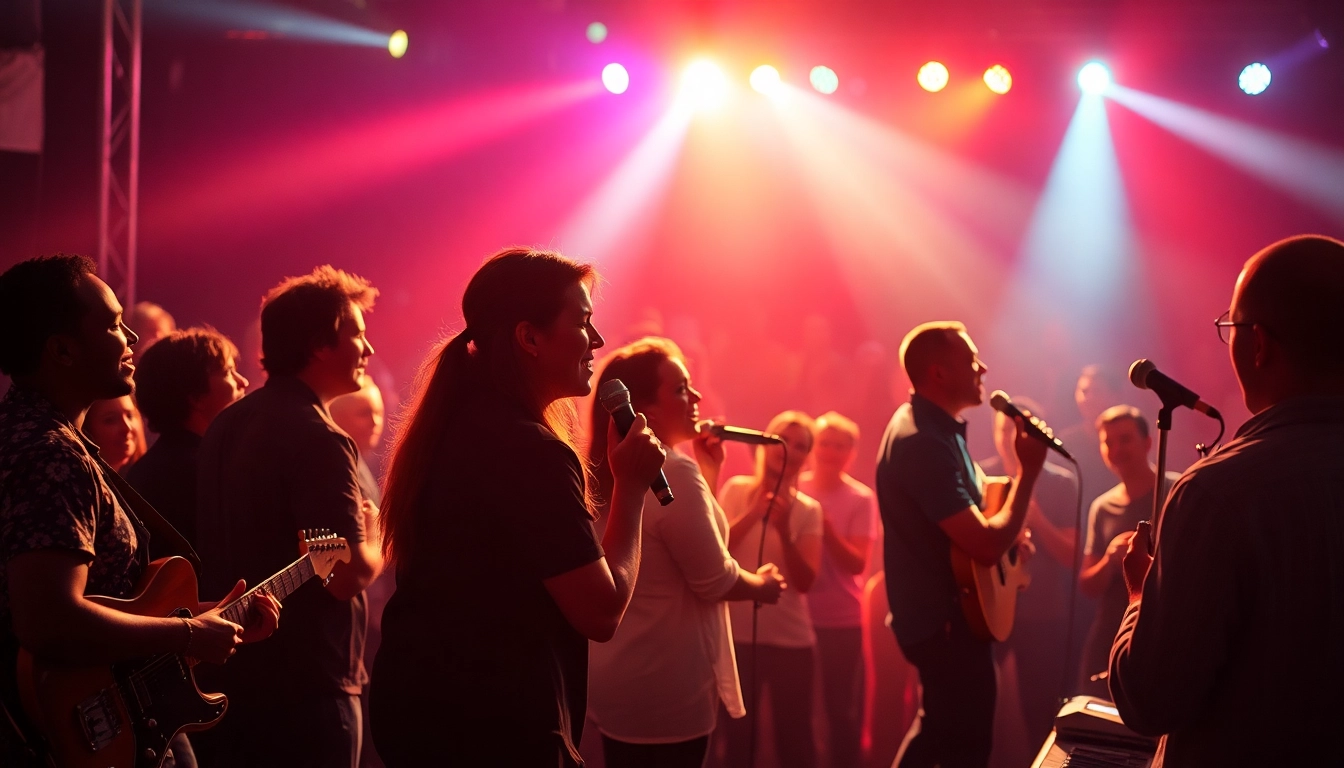 Engaging scene of musicians performing live, showcasing music promotion services interactions with fans.