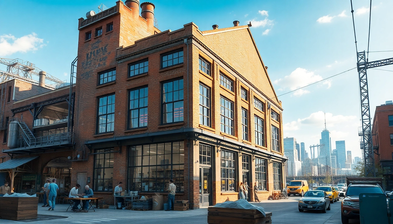 Showcasing the Old Knows Factory, a creative hub featuring industrial design and communal spaces.