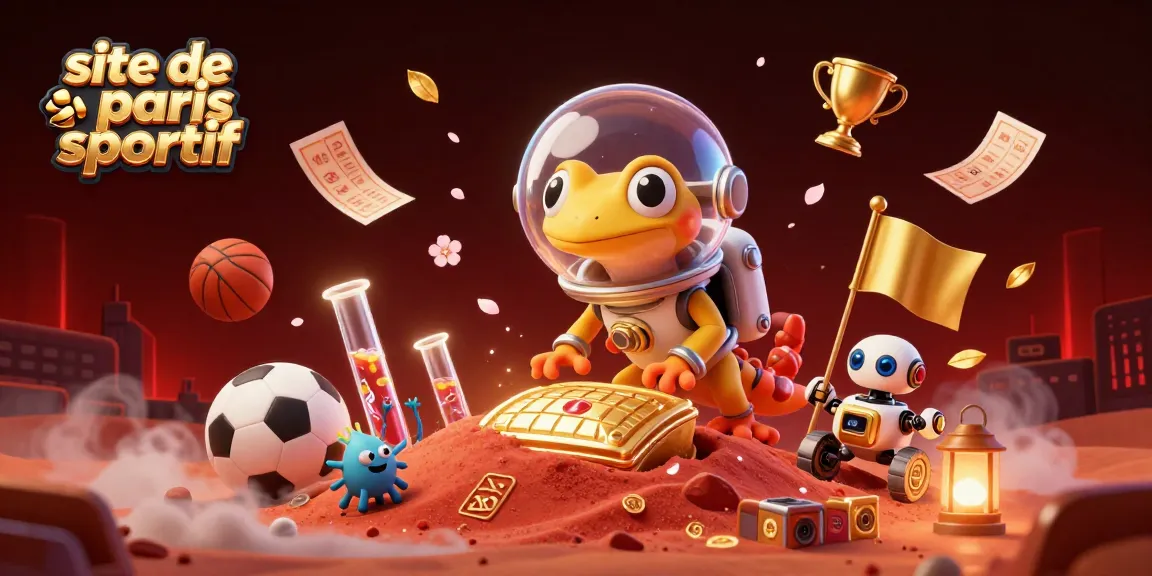 Lancez vos paris sur le site de paris sportif avec cette illustration festive de jeux et trophées.