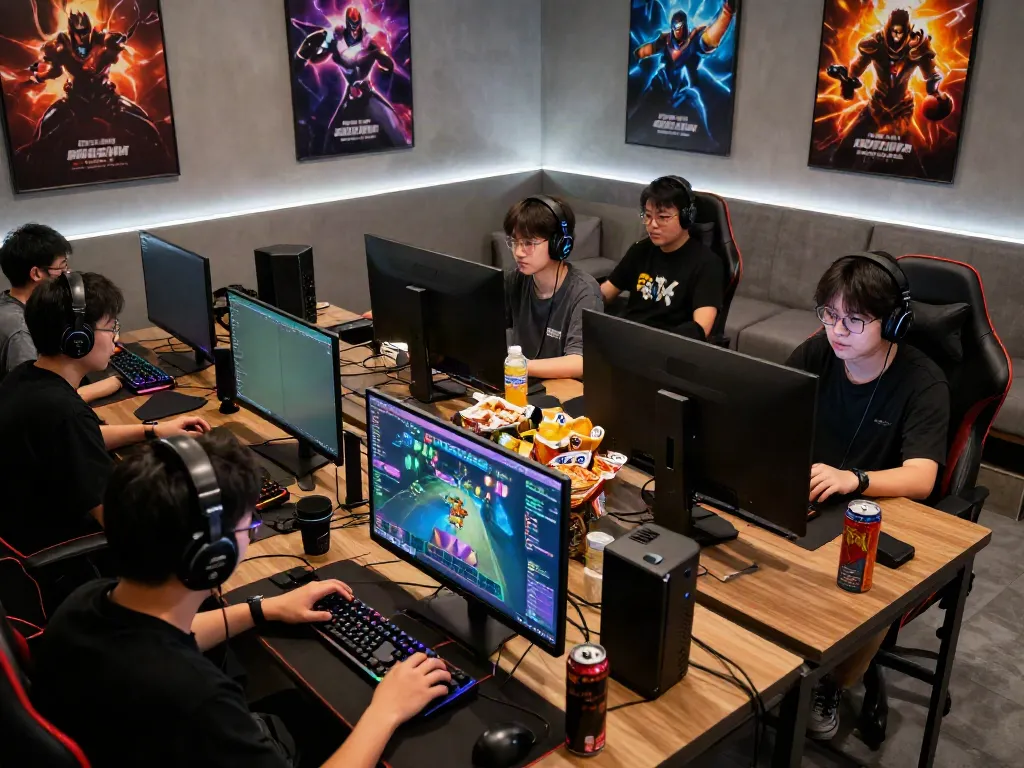 Engaging online gaming scene showing players focused on ORION88 competition with vibrant colors and modern equipment.