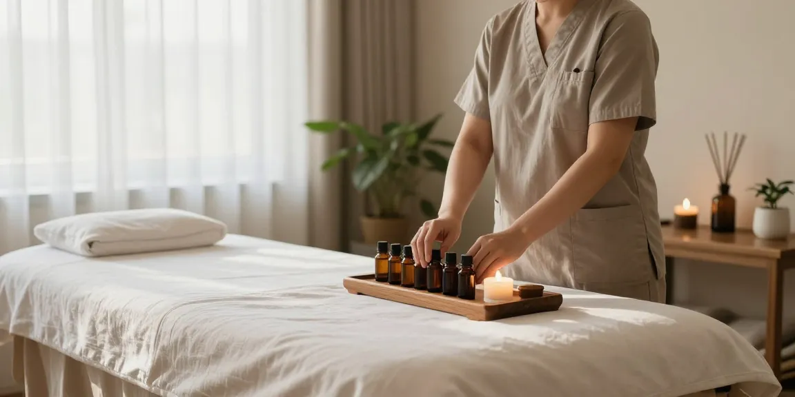 마사지와 아로마테라피로 편안한 분위기의 마사지룸